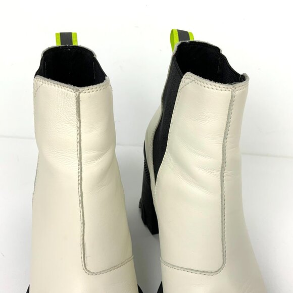 Sorel Brex Platform Block Heel Chelsea Boots Chalk White/ Black Size 9.5 - Picture 14 of 16